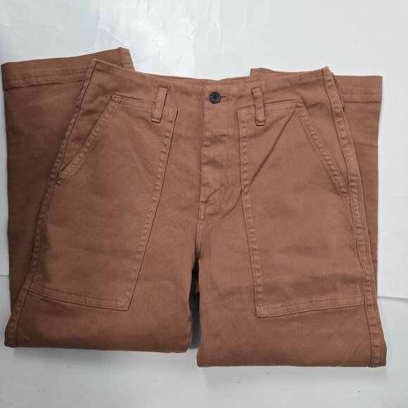 Everlane Size 8 Organic Cotton Utility Mid-Rise Straight Leg Pants Carob Brown - Picture 6 of 12
